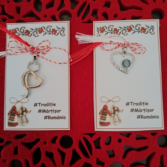 DavellaCreativeArt Jewelry - ❤️Martisor / Martenitsa Romanian Traditional Spring Charms Lot of 2 Kitty Heart
